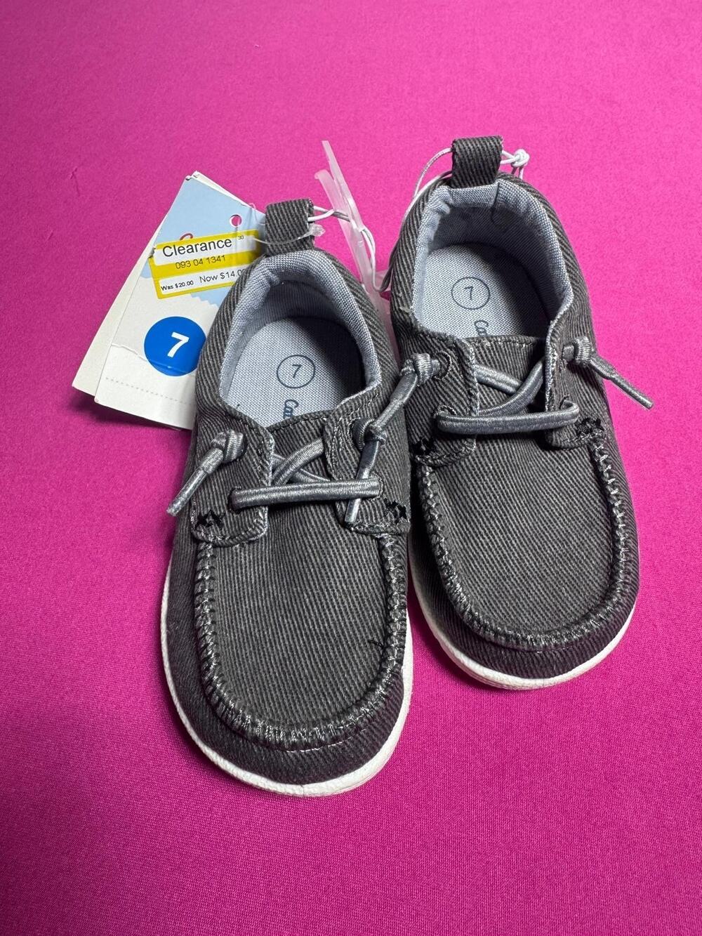 Cat & Jack Boat Shoes – Gray Canvas Slip‑On Casual Toddler Size 7
